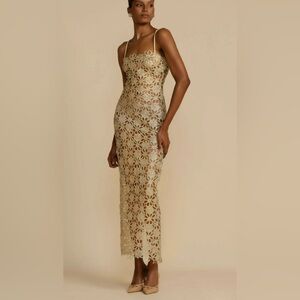 Miss Rosier Gold Dress Floral - Never Worn Size L